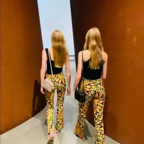 Zara Printed High Waist Flared Pants Multicolored - Picture 10 of 12